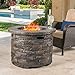 GDFStudio Patio Furniture Outdoor Round Propane Gas Fire Pit Table - 40,000 BTU - Grey Stone