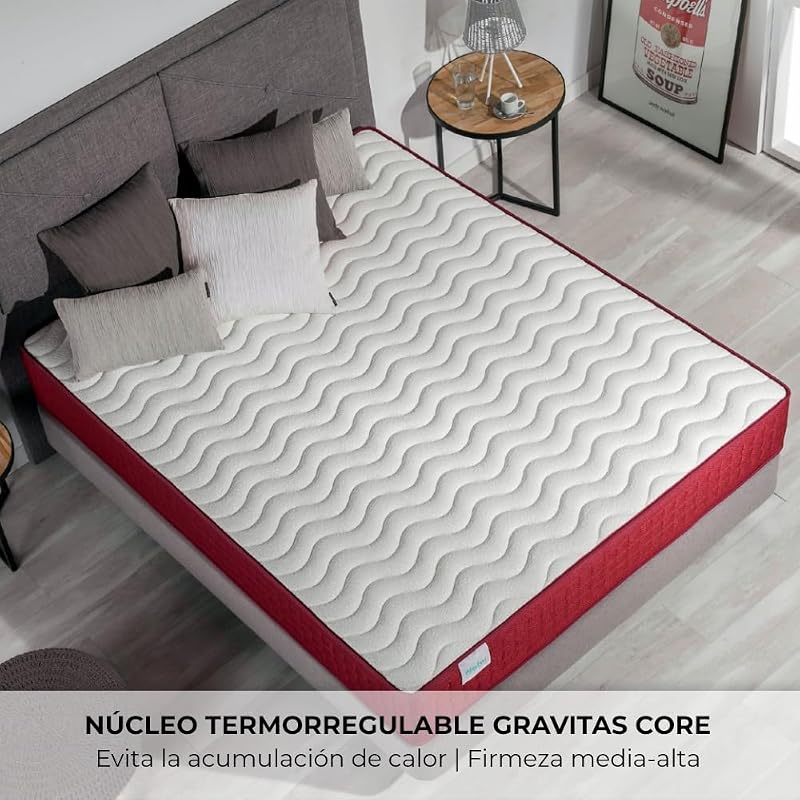 - Colchón Viscoelástico Reversible Gredos 140x200cm con Sistema VISCONFORT, Tejido Strech y Tejido 3D Transpirable. Altura: ±24cm | Firmeza Medio-Alta | Adaptable | Fabricado en España