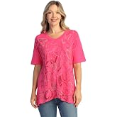 Jess &amp; Jane Mineral Washed Cotton V-Neck with 1/2 Sleeve Top - M136