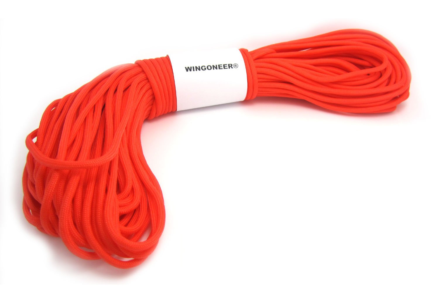 WINGONEER Parachute Cord 100 ft 7 Core 550 Nylon Strand Paracord Camping 30 Metres (Red-Orange)