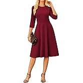 GRACE KARIN Work Dresses for Women 2025,3/4 Sleeve Church Dresses, A-line Fall Wedding Guest Dress with Pockets
