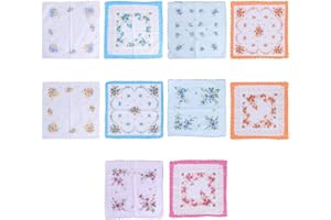 WRITWAA Cotton Handkerchiefs Set 10 Pack 11.81X11.81 Inch Printed Floral Small Handkerchiefs for Women Lightweight Soft Clean