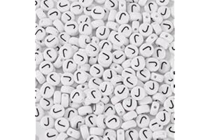 500Pcs Acrylic Letter Beads Alphabet Flat Round White Spacer Beads for DIY Necklace Bracelet Earring Keychain Crafts Friendsh