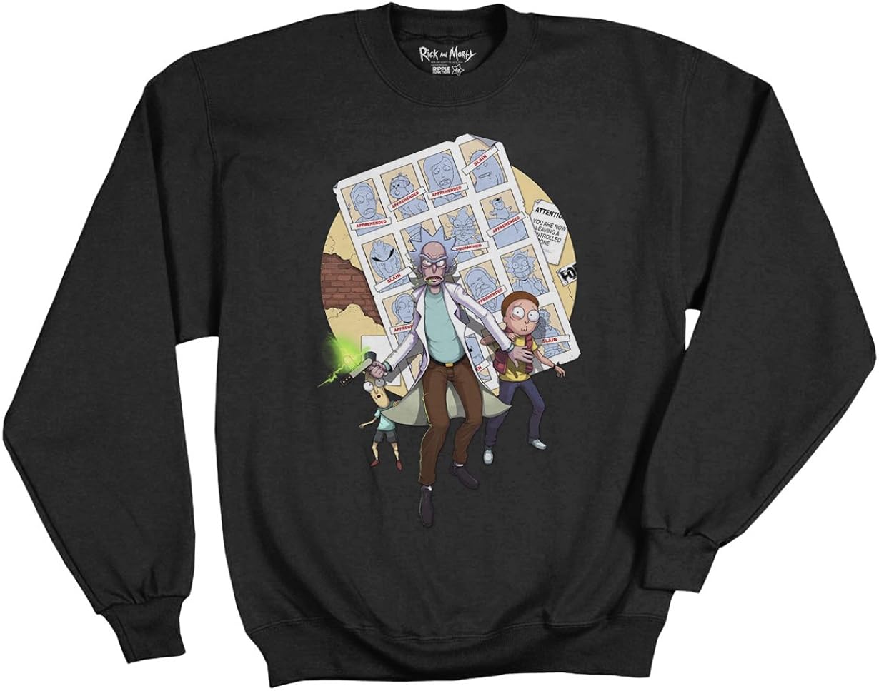 Ripple Junction Rick and Morty Ricks of Futures Past Teratophile 1st Adult Sweatshirt: Clothing