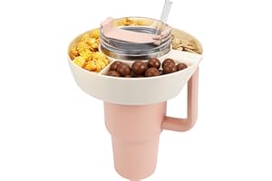 MEETI Snack Bowl for Stanley Cup, Reusable Snack Ring Compatible with Stanley Quencher H2.0 30OZ / 40OZ Tumbler with Handle, Cute Water Bottle Accessories (Cream, 40OZ)