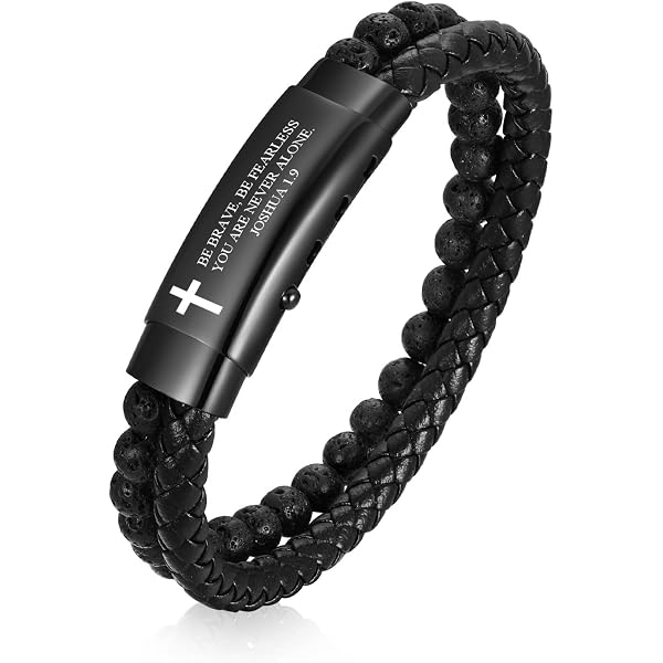 Handmade Black Braided Leather Bracelet – Menorah, Star Of David, Fish – Messianic Jewelry From Israel