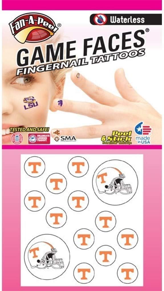 University of Tennessee (UTK) Volunteers – Waterless Peel & Stick Temporary Fingernail Tattoos – 12 Fingernail Tattoos & 2 Spirit Tattoos