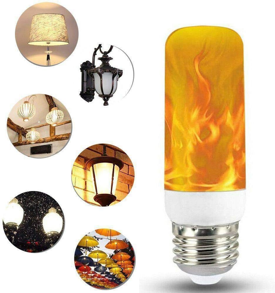 Flame Light Bulbs E27 LED Flickering Flame Bulb 4 Modes with Upside Down Effect Flame Effect Light Bulbs Decorative Lights for Halloween Christmas Home Hotel Bar Party Orange Light Bulb