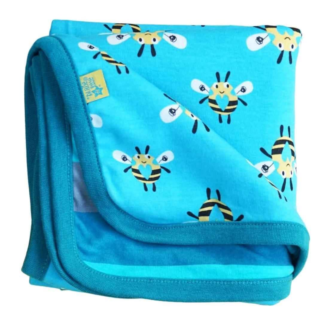 Blade & Rose | Blanket For Babies & Toddlers |95% Cotton | Teal/Yellow | Buzzy Bee Design