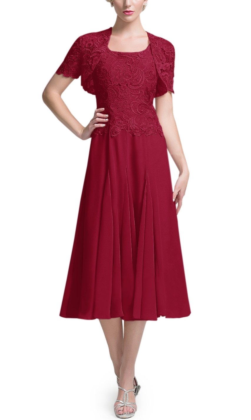 LoveMyth Women's Ankle Length Chiffon Pleated Lace Jacket Bodice Mother of The Bride Formal