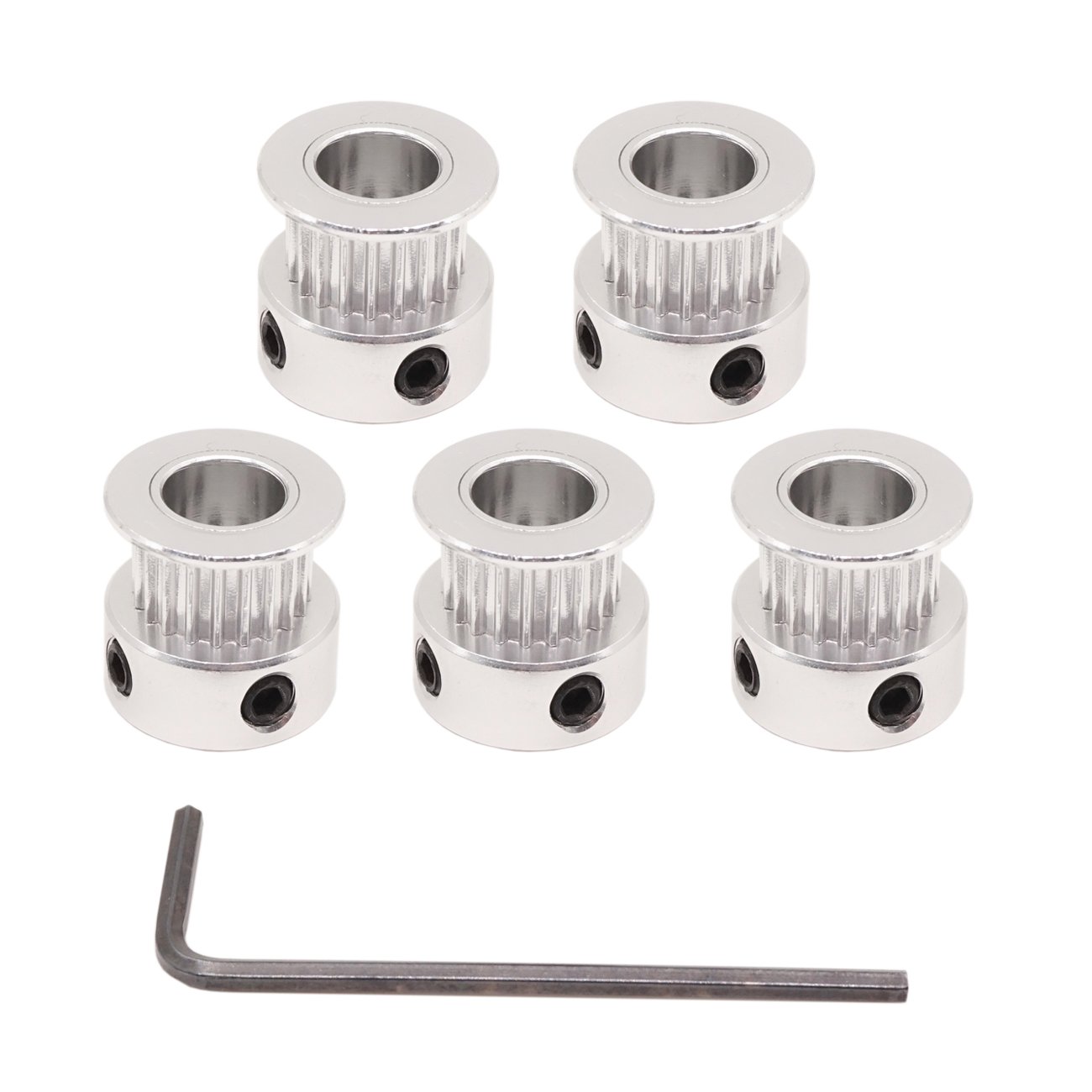 WINSINN GT2 Pulley 20 Teeth 8mm bore 6mm Width 20T Timing Belt Pulley Wheel Aluminum for 3D Printer (Pack of 5Pcs)
