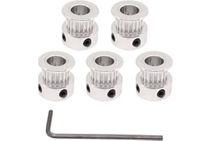 WINSINN GT2 Timing Belt Pulley 20 Teeth, 8mm Bore, for 6mm Width Belt - Ideal for 3D Printers, CNC Machines, Robotics (5-Pack)