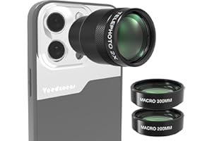 Veedzoens 2X Telephoto Lens for Phone 5X Telephoto Camera, with 200mm & 300mm Macro Lens, 17mm Thread Universal Phone Lens Clip, Compatible with SmallRig and NEEWER Phone Cage (Add-ons 200mm&300mm)