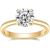 IMOLOVE Solitaire Moissanite Engagement Ring, 1CT D Color VVS1 Clarity, 925 Sterling Silver with 18K White Gold Plated, Ideal Gift for Women