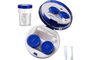 YKuzLx Contact Lens Case with Cleaner Washer,Contact Case with Mirror Tweezers Remover Tool Solution Bottle for Travel (Klein blue)