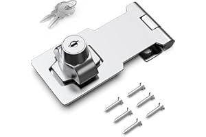 I-EASYDWW 3 Inch Keyed Hasp Lock for Cabinets & Small Doors, Twist Knob Design, Heavy Duty Zinc Alloy with Chrome-Plated Iron, Includes Keys & Screws, Silver