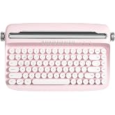 YUNZII ACTTO B303 Wireless Retro Typewriter Bluetooth Keyboard(Baby Pink) | Stable Bluetooth Connection, Long Standby Time, With Integrated Stand for Multi-Device