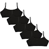 Donella Training Bra for Teen Girls - Cotton Crop Cami for Girls Bralette 5-Pack, Age: 12-15