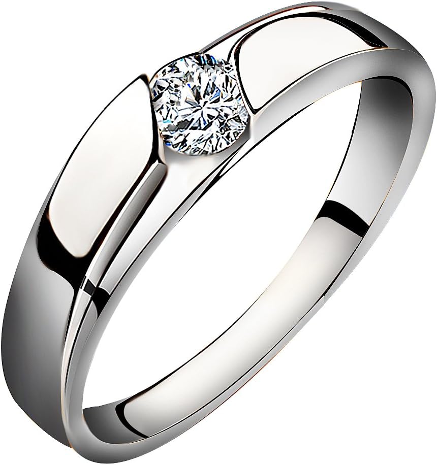 Meyiert 925 Sterling Silver Cubic Zirconia Cut CZ Wedding Band Engagement Promise Eternity Ring