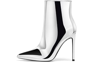 GENSHUO Ankle Boots For Women Pointed Toe 4 Inch High Heel Zipper Stiletto Heels Fall Booties