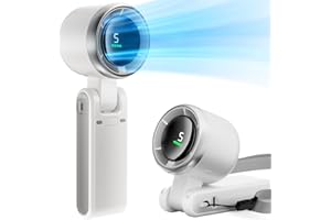 Foldable Handheld Fan, Portable Strong Winds Rechargeable 10000mAh Mini Turbo Fan, Digital Display, 5 Speed Adjustable Person