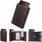 ROYAL KIT Wallet for Men Card Holder: Pop Up Card Case, RFID Blocking, Premium Genuine Leather, Slim, Minimalist, Front Pocket - 14 Card Capacity | ID Window | Cash Slot (Brown)