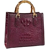 Crocodile Pattern Leather Women's Bag Real Bamboo Top-Handle Satchel Handbags Portable Tote Bag Shoulder Messenger Bags