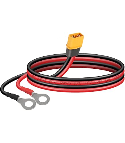 Rflaueo EC8 Female To M8 O Ring Terminal Cable – 12in 8awg Silicone Wire For RC Lipo Battery & FPV Drone