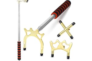 mekueeex Retractable Billiards Cue Bridge, Snooker Pool Cue Bridge Stick, Billiards Cue Rest with 3 Pieces Removable Brass Bridge Head, Billiards Table Accessories for Pool Table, Game, Competition