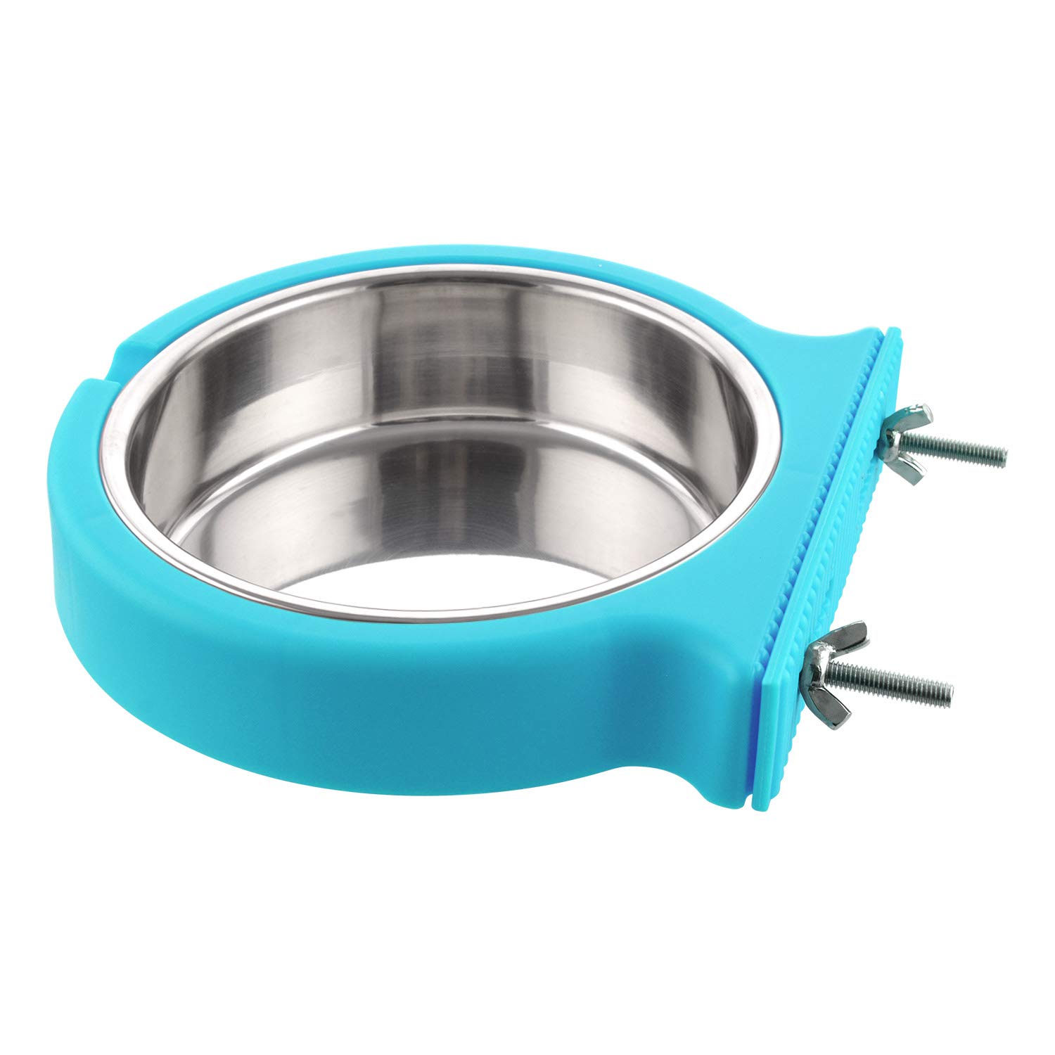 MOACC Crate Dog Bowl, Removable Stainless Steel Hanging Pet Cage Bowl Food & Water Feeder Coop Cup for Cat, Puppy, Birds, Rats, Guinea Pigs, 800ml, Blue