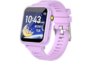 Vakzovy Kids Smart Watch Girls Boys, Smart Watch for Kids Gifts for 4-12 Years Old with 24 Games HD Camera Video Music Player Pedometer Flashlight Alarm Birthday Gift for Boys Girls Age 6 7 8 9 10