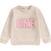 Lamuusaa Toddler Baby Girl Boy Birthday Outfit One/Two/Three/Four/Five/Six Embroidery Sweatshirt Shirts Birthday Gift