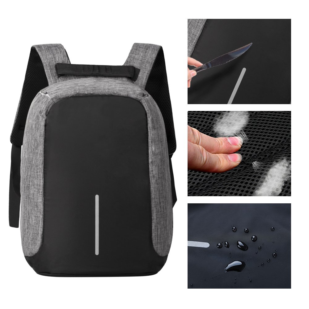 ADUO Anti-theft Laptop Backpack, Waterproof Travel Business Backpack School Hiking Camping Bag with USB Charging Port Fits 15.6 inch Laptop and Notebook ( Grey )