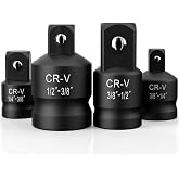 4PCS Impact Socket Adapter and Reducer Set | 1/4" 3/8" 1/2" Impact Adapter Set Breaker Bar Wrench Conversion Kit Mechanic tools