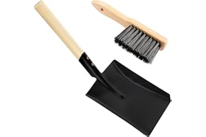 AULOCK Fireplace Ash Shovel and Brush Set- Upgraded Metal Coal Shovel and Hearth Brush Set Large Fireplace Tools, Fire Pit Accessories for Fireplace Wood Stove Hearth Cleaning