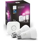 Philips Hue Color 75W A19 Smart LED Bulb 2PK + Hue Bridge - White and Color Ambiance