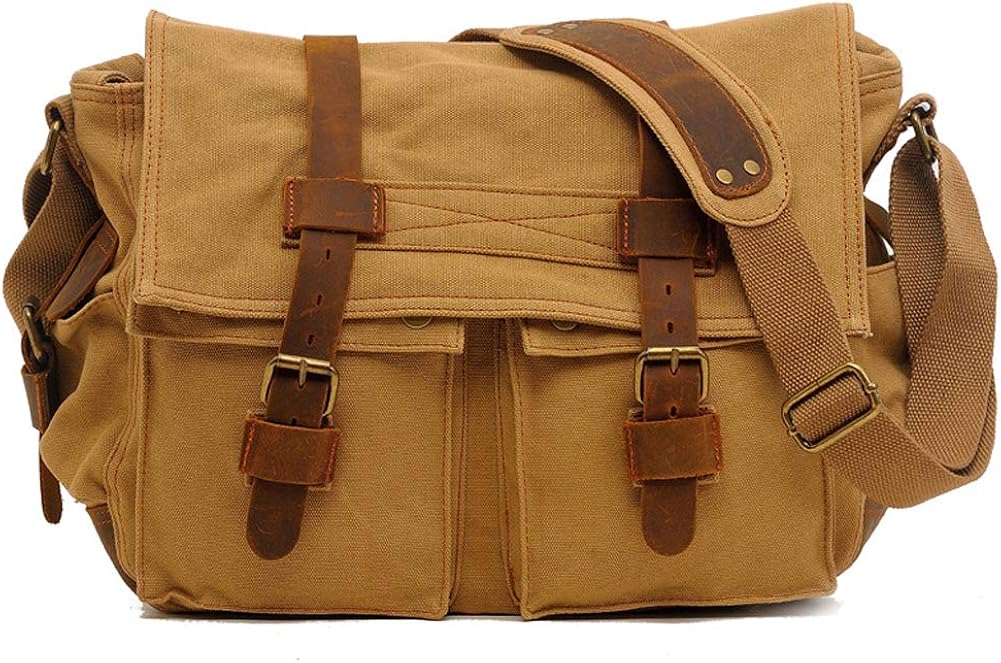 Vintage Canvas bag,Mens Vintage Casual Canvas Messenger Bag Laptop Bag