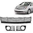 SOSEGA Compatible with For Toyota Prius 2004 2005 2006 2007 2008 2009 3Pc Front Lower Bumper Grille Fog Light Bezels Kit Black 53111-47010 53113-47030 53112-47030 TO1036112 TO1038118 TO1039118