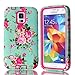 Galaxy S5 Case, Firefish 3 in 1 Hybrid Heavy Duty Shockproof Protective Cover Hard PC Soft TPU Bumper Dual Layer Case for Samsung Galaxy S5 - Rose Red
