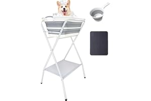 ROSESGUSHI Pet Dog Booster Bath Elevated Dog Bathing Tub，Collapsible Foldable Portable Shower Bathtub for Small Dogs Cats Pet Washing Station for Grooming, Indoor and Outdoor