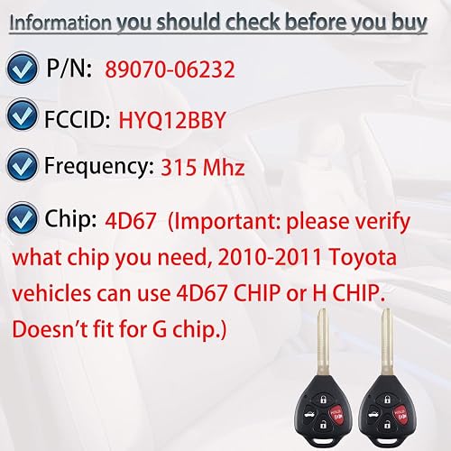 thumbnail image 2 of Replacement Key Fob For 2007-2010 Toyota Camry – HYQ12BBY Style – Remotez4less R4L4674 2 of 3