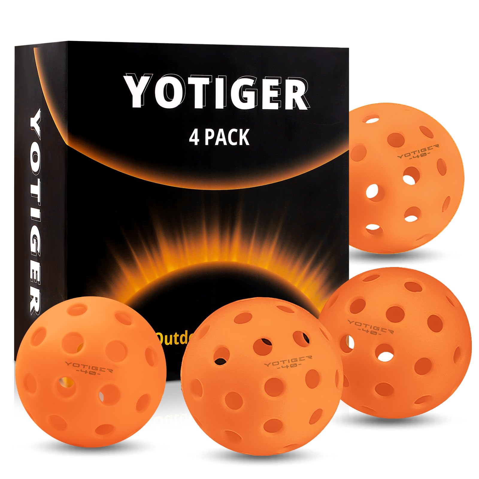 YOTIGER Pickleball Balls, 4 Pack 40 Holes Outdoor
