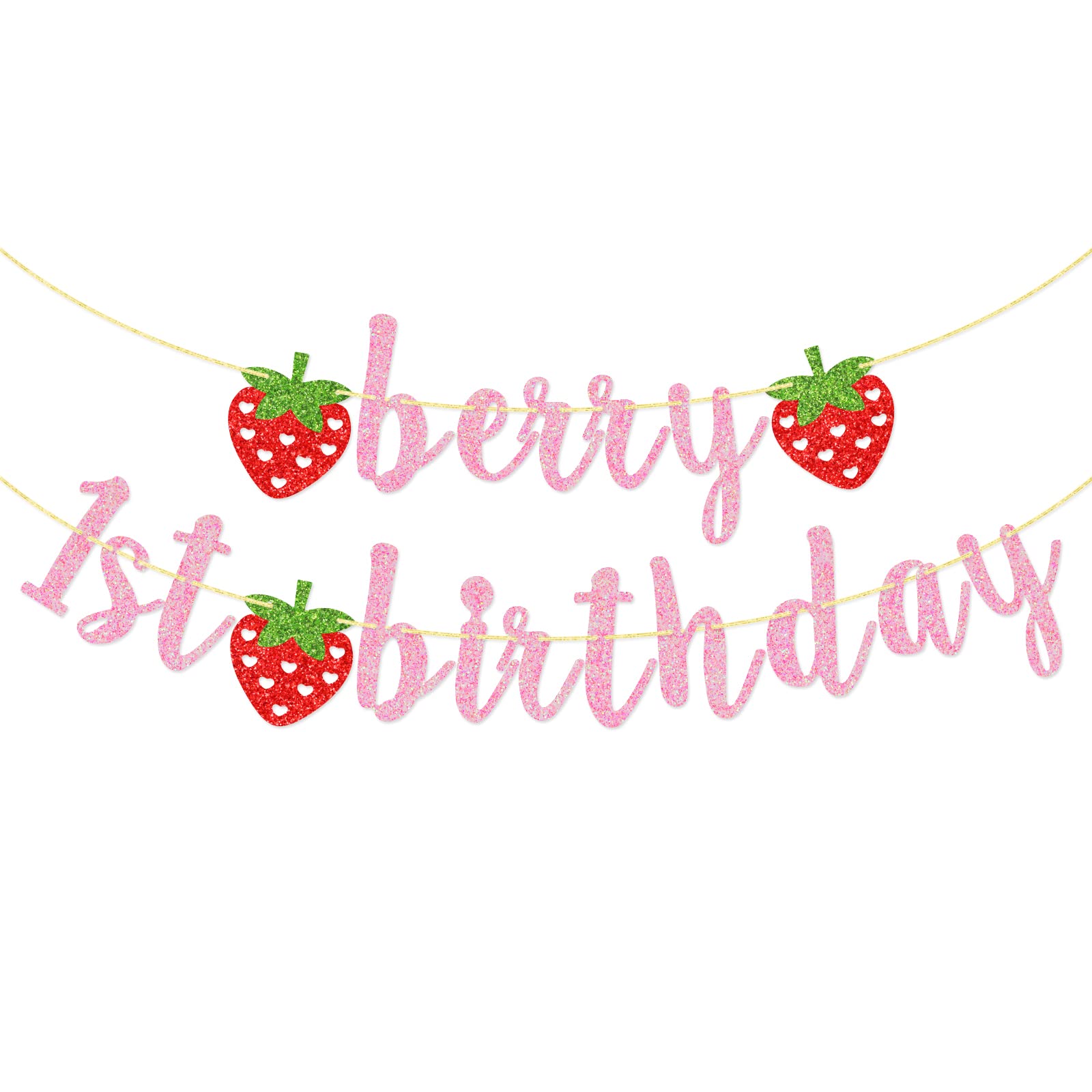 Photo 1 of *USED*
Berry First Birthday Banner, Glitter Strawberry Banner, 1st Birthday Decor (Pink)