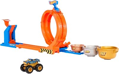 Hot Wheels Monster Trucks Loop-And-Flip Trophy Challenge Playset with Bigfoot