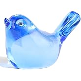 Crystal Blue Birds Figurines, Glass Bird Figurines Paperweights Birthday Christmas Crystal Birds Gifts for Bird Lover Women Mom, Bluebird of Happiness Glass Figurine (Blue)