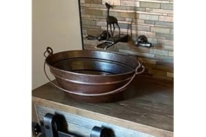 SimplyCopper 16" x 12" Oval Copper BUCKET Vessel Bathroom Sink with Handle
