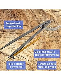 Brújula de carpintería con soporte para alas y lápices, 11.8 in, ideal para carpintería, dibujo, geometría, escritura o dibujo de círculo grande para cualquier proyecto.