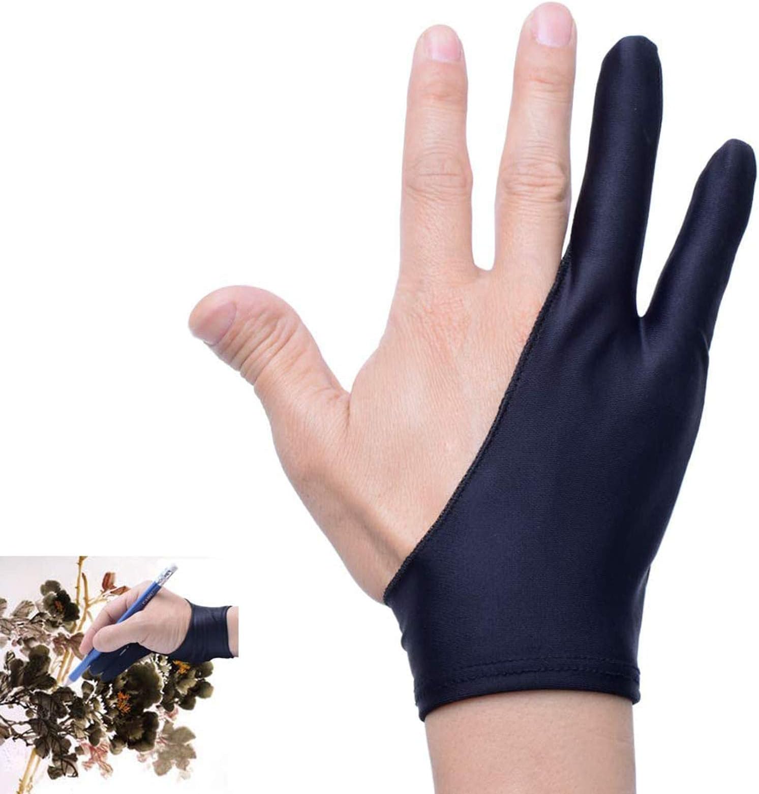 Artist Glove for Drawing Tablet Tablet Finger Glove for Graphics Drawing Tablet Light Box Tracing Light Pad (Artist Glove - L 2 Pack)