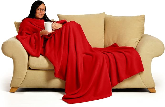 Snug Rug Deluxe En Polaire La Couverture Avec Manches Pour Adulte Mure 60 X Porte 214 X 152cm Rouge Amazon Fr Cuisine Maison
