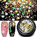 Christmas Nail Sequins - 6 Pots Holographic 13 Shape Mixed Snowflakes Nail Chunky Glitter, Iridescent Mermaid Flake Laser Sparkly Star Confetti Glitter for for Festival Nail Art Design or Make Up